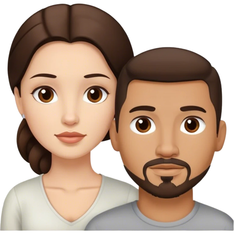 Intimate sfw between white brunette and brown Latino with goatee lover emoji