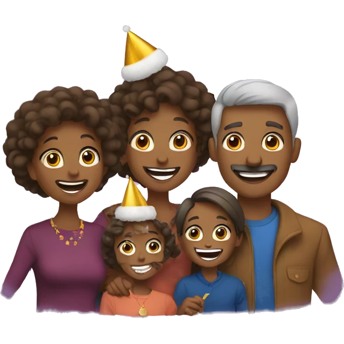 family celebrate new year emoji