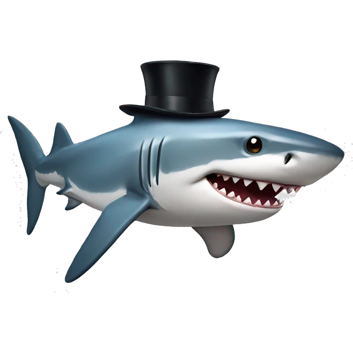 Shark with a top hat emoji