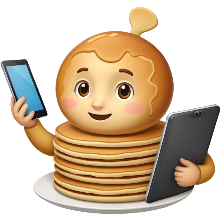A pancake conducting a large meeting about technology  emoji