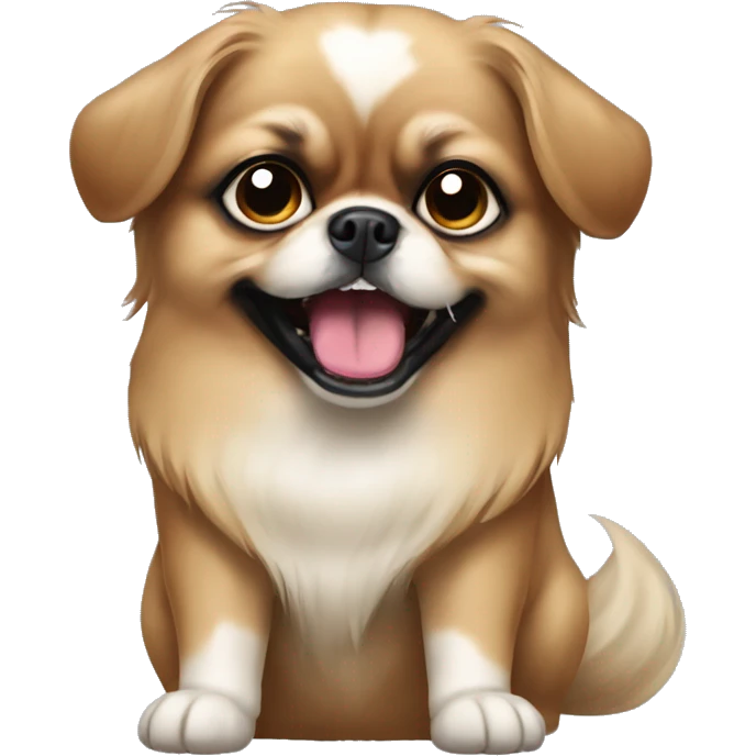 short ears pekinese dog with overbite teeth emoji