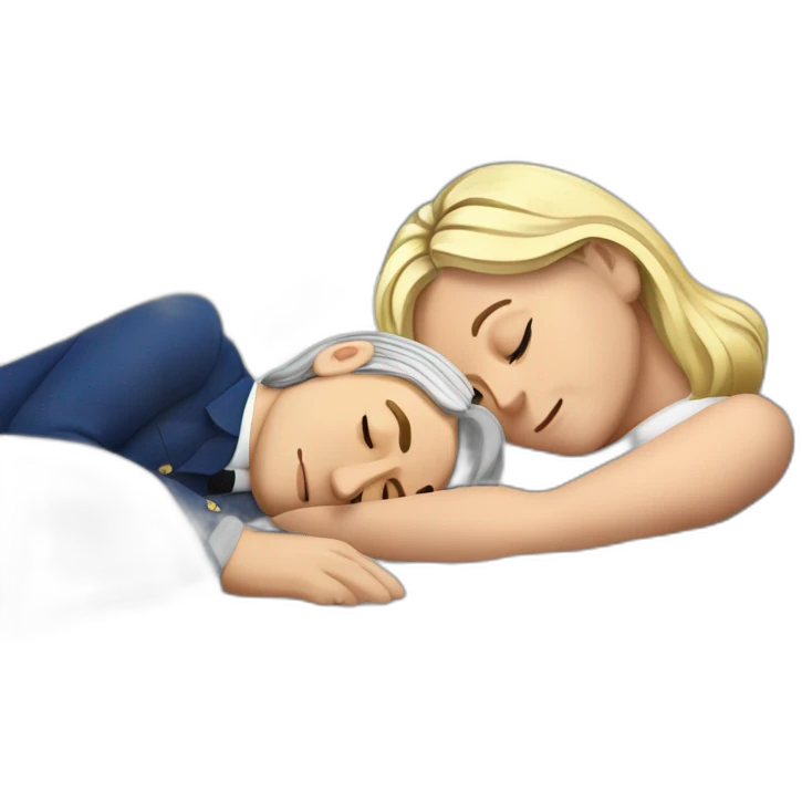 Marine Le Pen and Emmanuel Macron sleeping together emoji