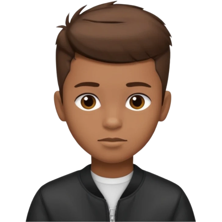 create a fringe haircut boy with a brown hair with hair little up more looking like quiff hairstyle but its going straight not on sides emoji