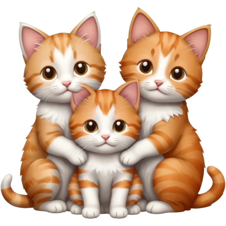 6 tiny kittens cuddling together all different colours, the first one is grey and white, the second is ginger and white and the third is brown tabby and white emoji