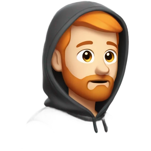 Handsome man with orange beard orange short hairs and 3 days beard wearing a hoodie while he prays emoji