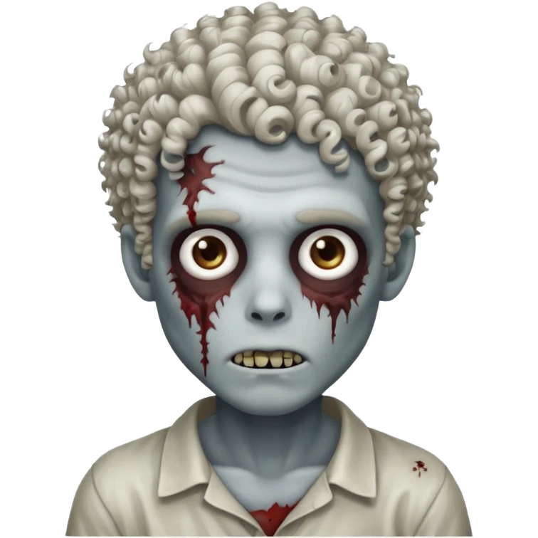 Menino zumbi com cabelo cacheado com luzes brancas emoji