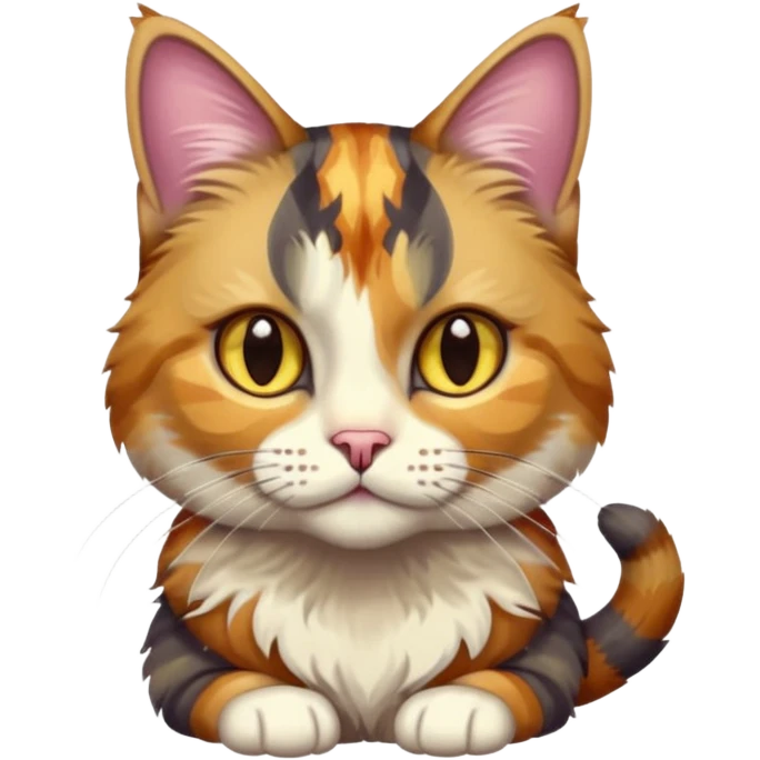 full body colourful light patched calico tabby cat with hazel eyes emoji