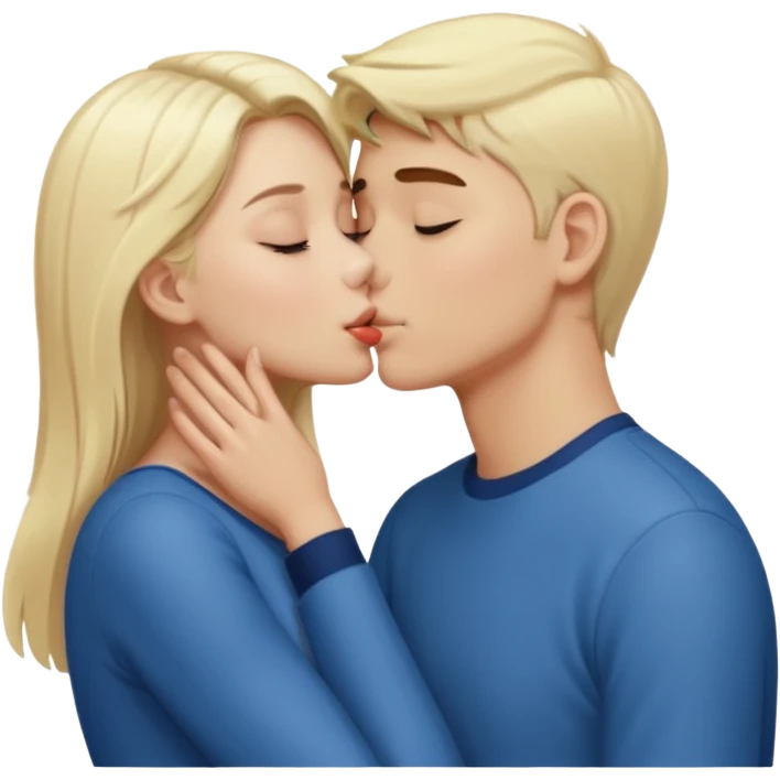 girl kissing white blonde boy emoji