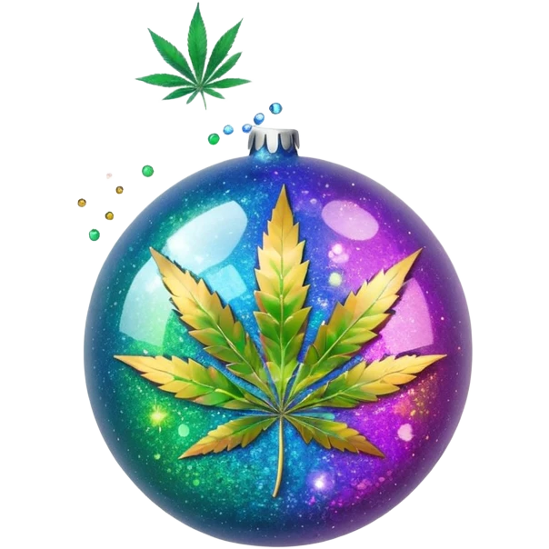 multicolor glitter bomb with weed emoji