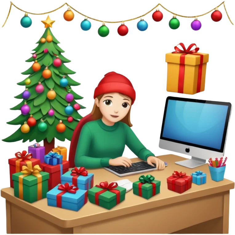 create a realistic christmas working station emoji