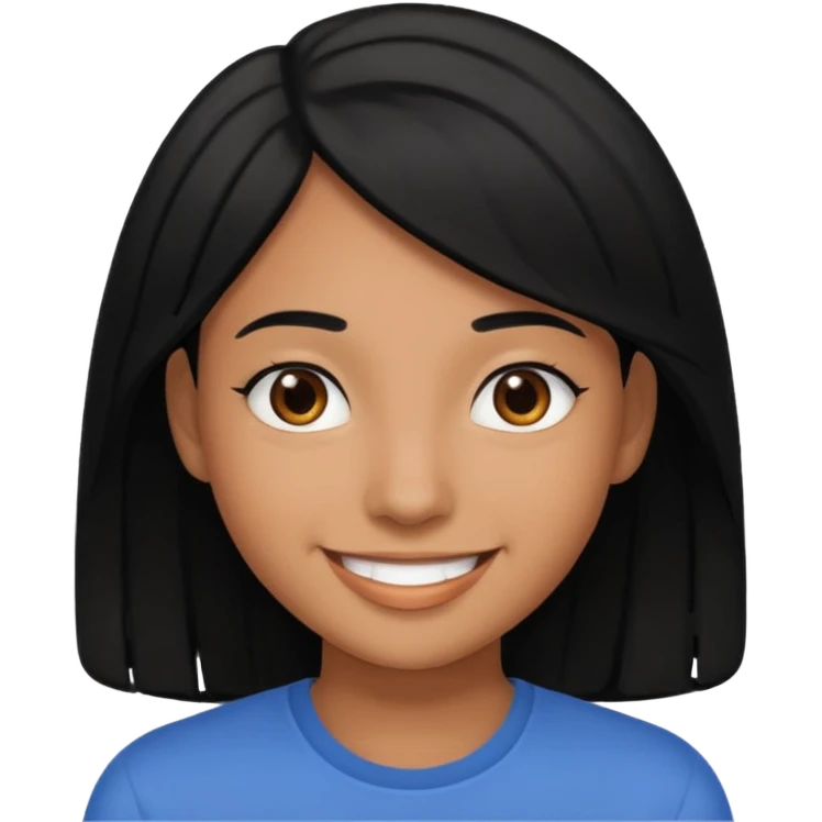 young adult, black hair, brown skin emoji