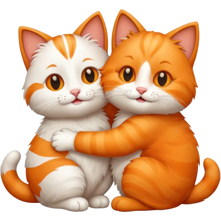 two happy cats hugging emoji