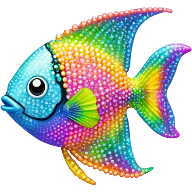 Lisa frank sparkly rainbow angel fish with pearls emoji