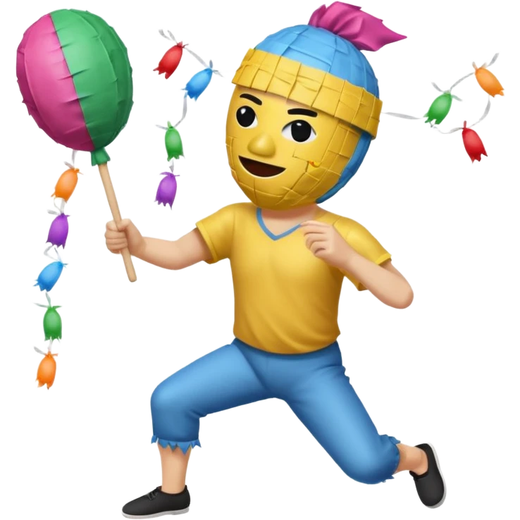 blindfolded person hitting a piñata emoji emoji