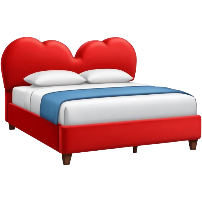 bed with a large red heart replacing the headboard emoji