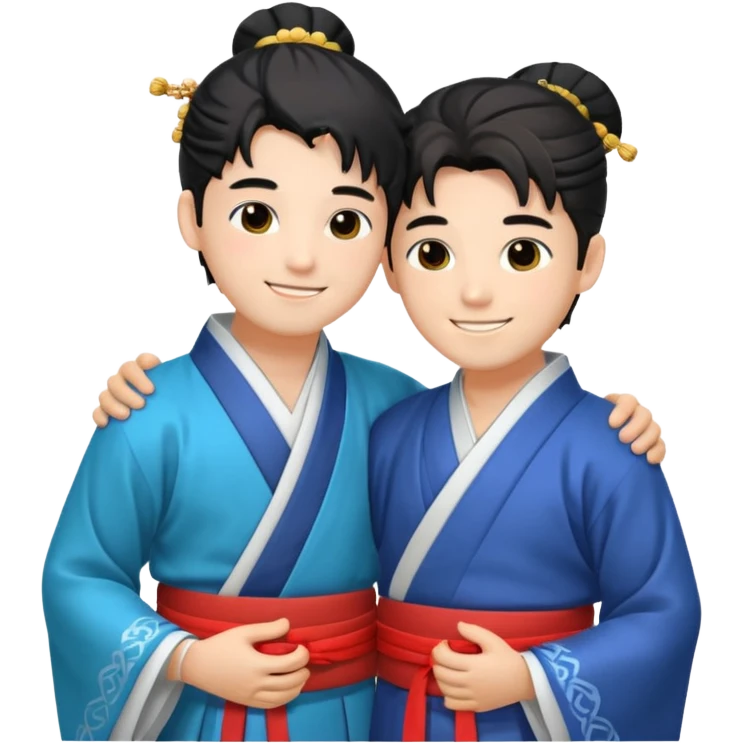 two guys hugging in hanfu emoji