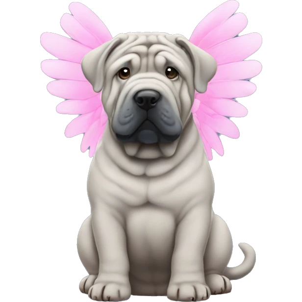 Blue shar Pei with pink angel wings emoji
