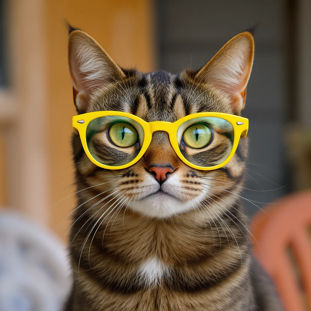 A cat with yellow glasses emoji
