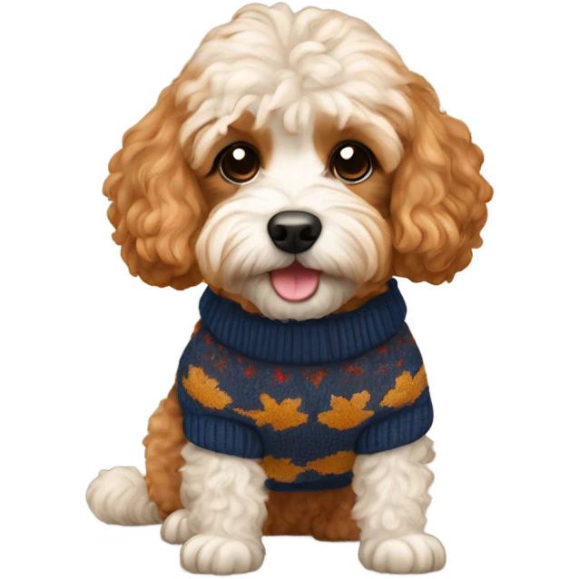 Cavapoo wearing a fall sweater  emoji