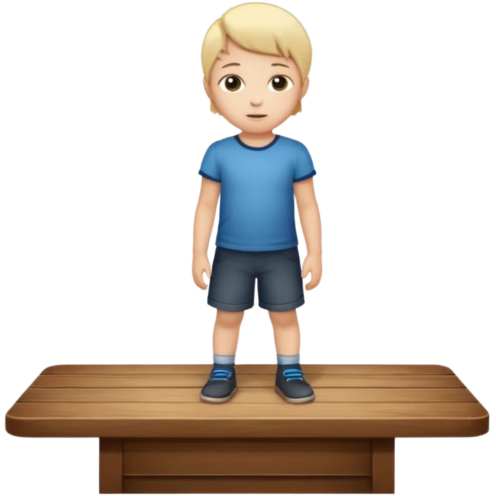 niño parado encima de una mesa emoji