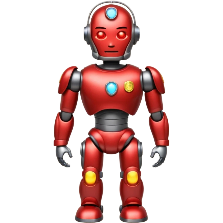 shiny muscular robot with a red police light head, facing backward, emoji style emoji