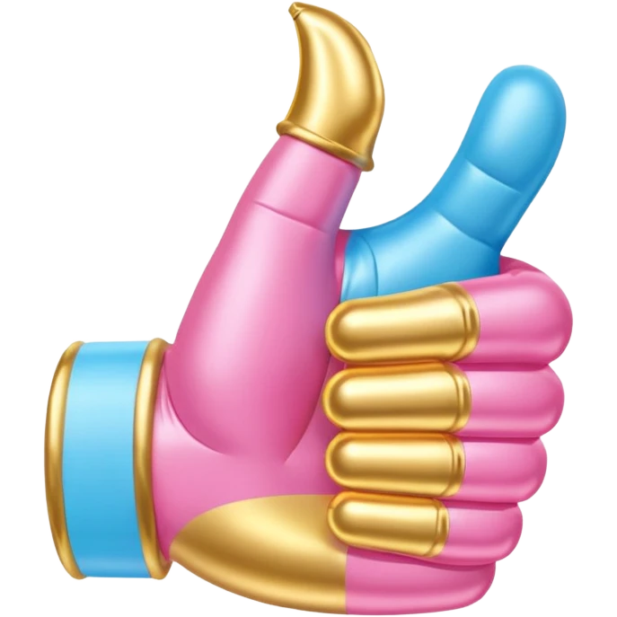 pink gold and light blue rococo inflatable thumbs up emoji