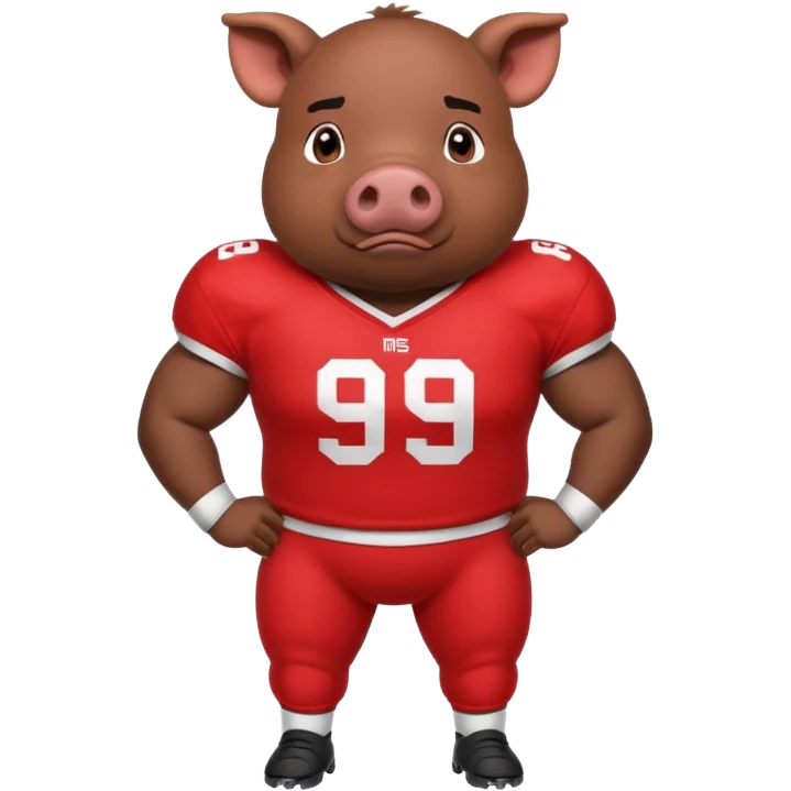 american football player pig with red jersey emoji