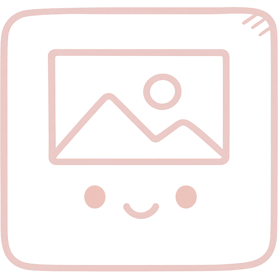 Create a soft and cute photo album/gallery icon in Japanese hand-drawn style with pink color, matching the reference style, suitable for a mobile home screen. Transparent background. emoji