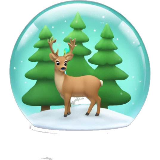 snow globe, deer, trees, Chroma key background  emoji