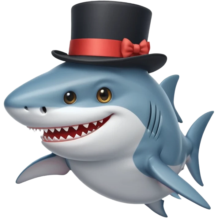 cute shark in a top hat emoji