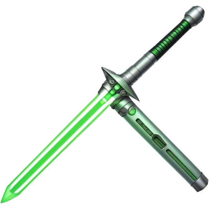 lightsaber with glowing green blade and simple hilt emoji