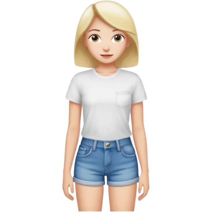 Girl wearing t shirt and shorts emoji