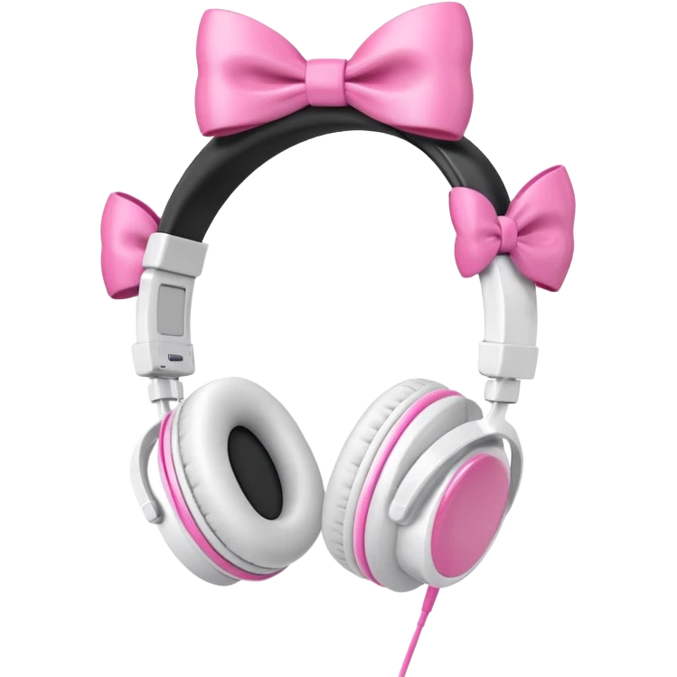 white headphones with pink bows emoji