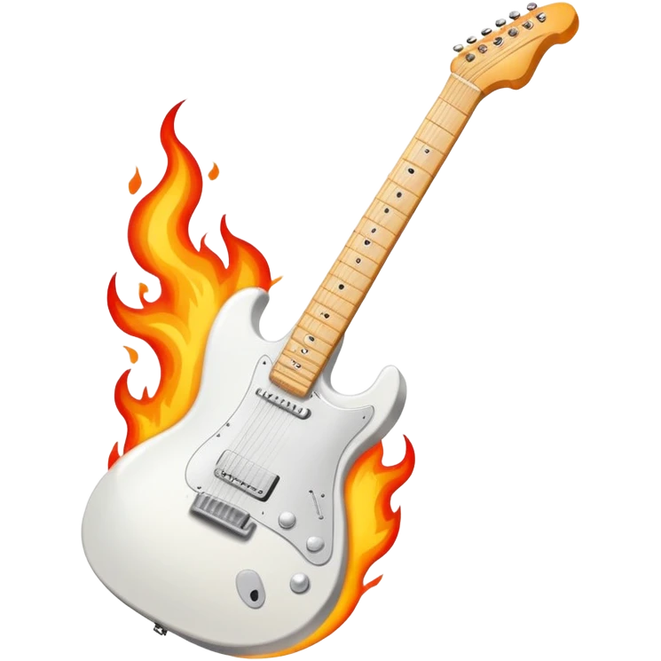 white Electric Guitar on fire emoji