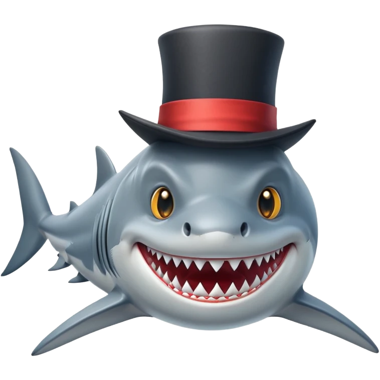 Shark with a top hat emoji