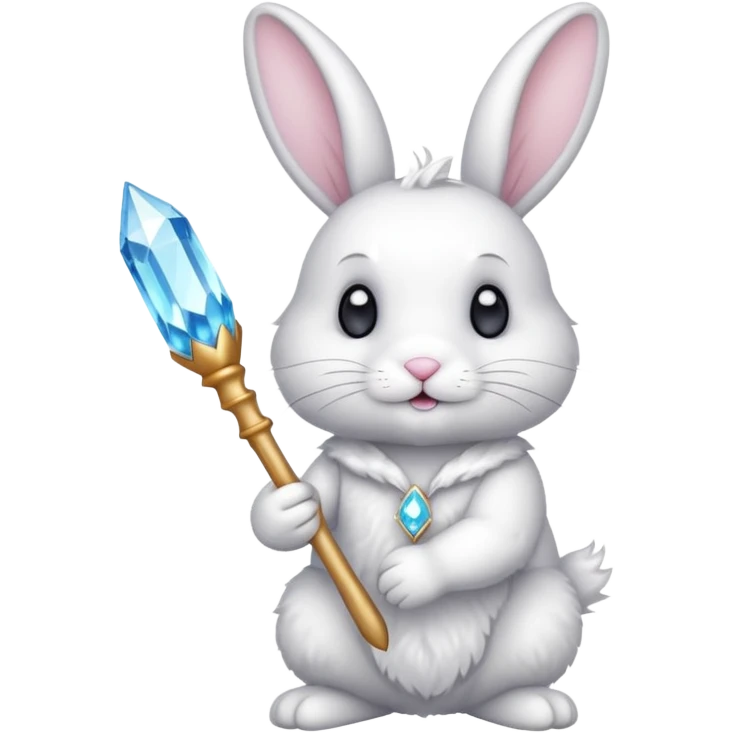 White bunny with wand and cristals emoji