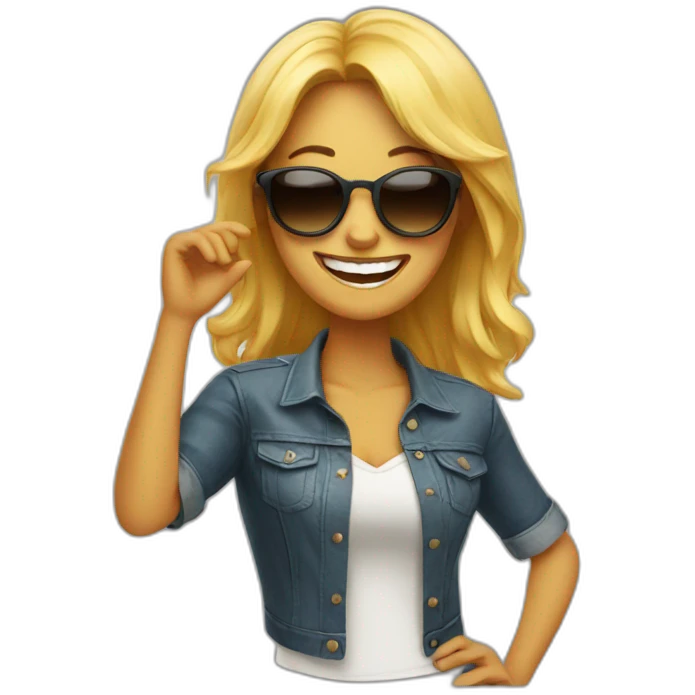 laughing woman with sunglasses emoji