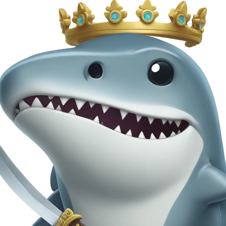 shark sad with crown and sowerd emoji