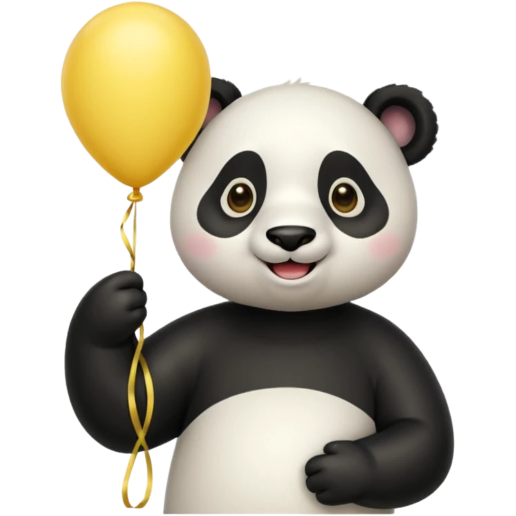 panda holding yellow lines balloon in hand emoji
