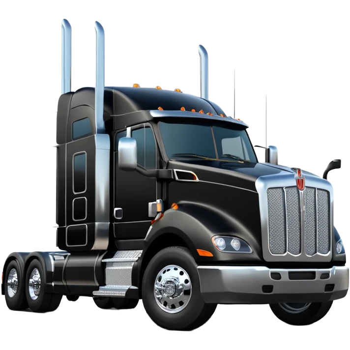 2026 Black Kenworth T680 Flat Top Semi Sleeper extended cab with stacks make realistic emoji
