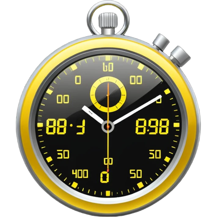 A futuristic stopwatch glowing yellow emoji