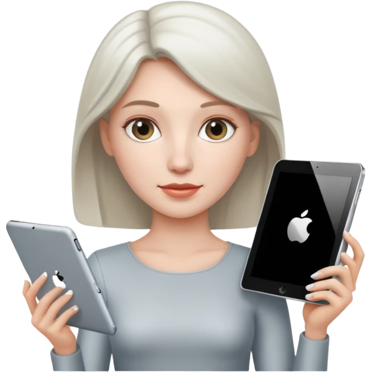 No she is white and she hold a ipad emoji