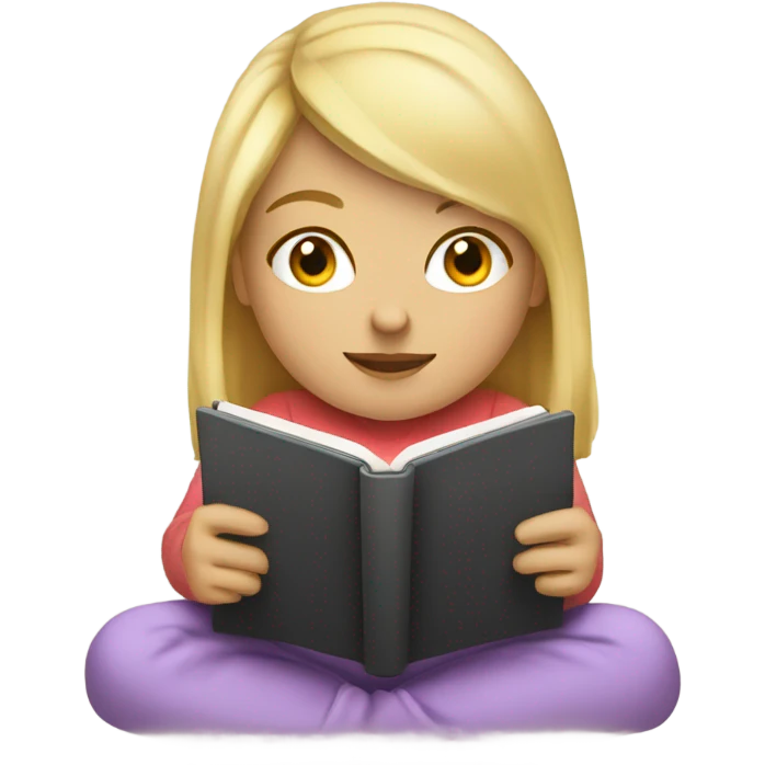 Cozy blonde girl reading on a kindle emoji