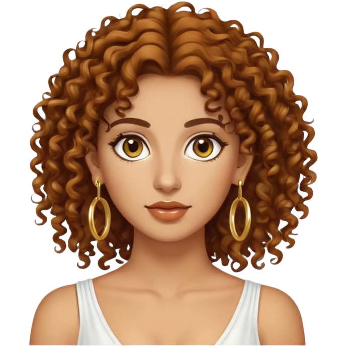Attractive Greek woman with long curly amber-brown hair and gold hoop earrings emoji