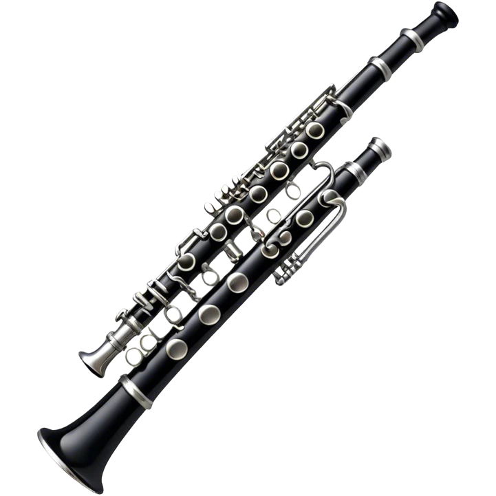 Cinematic Realistic Clarinet, deep black body with gleaming silver keys, rich warm lighting catching every intricate detail, slightly worn mouthpiece adding authenticity, glowing with a timeless and sophisticated presence. emoji