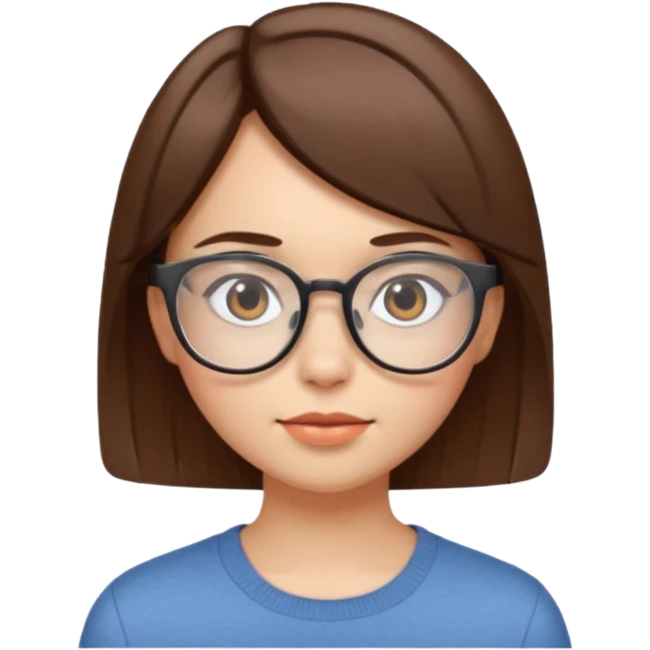 Girl with short brown straight hair with clear glasses emoji