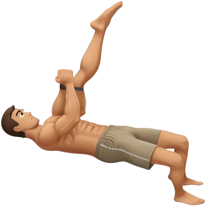 side-view of guy doing decline abdominal Crunches with sixpack emoji
