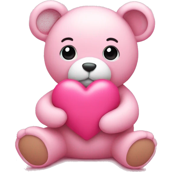 Pink heart with teddy emoji