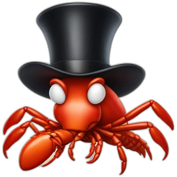 lobster wearing a top hat emoji
