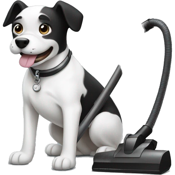 black and white dog vacuum emoji